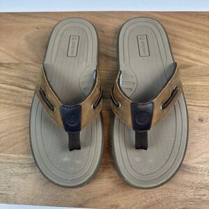 New Mens Sperry Baitfish Leather Casual Slip On‎ Sandals Thong Flip Flops Sz 7 M